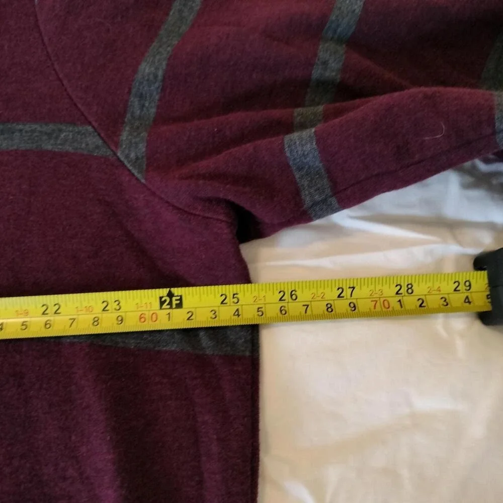 Polo Ralph Lauren Mens 1/4 Zip Sweater Long Sleeve Maroon Red Gray Striped XL
